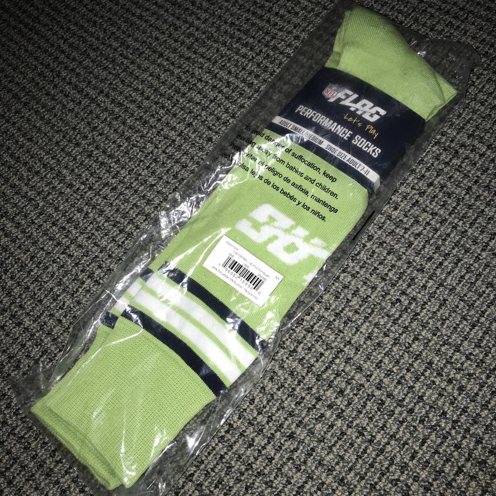 NFL Flag Football Socks Adult Small Medium‎ Seattle Seahawks Green